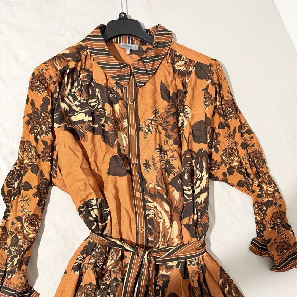 Conditions Apply Irwania Midi Shirtdress 3X Brown Pattern NWT - Picture 13 of 16